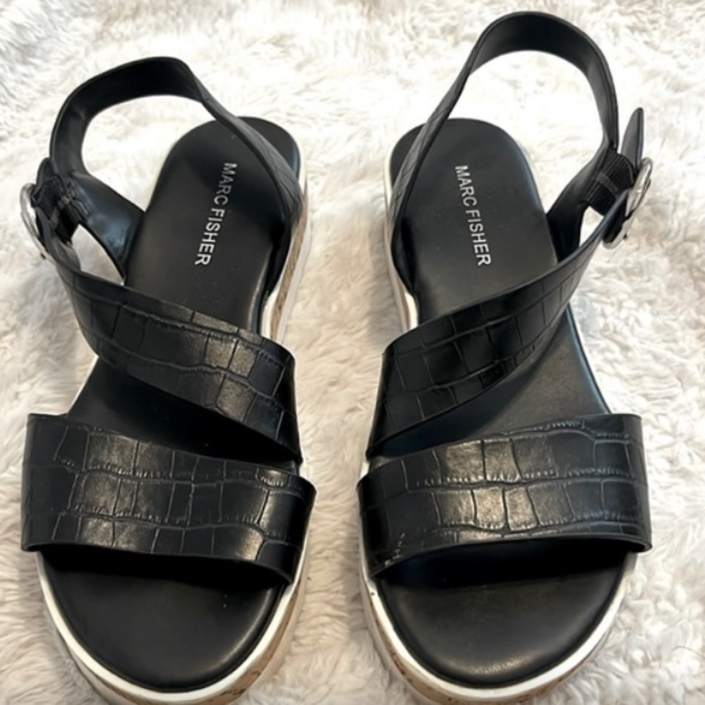 Marc Fisher Black Leather platform sandals